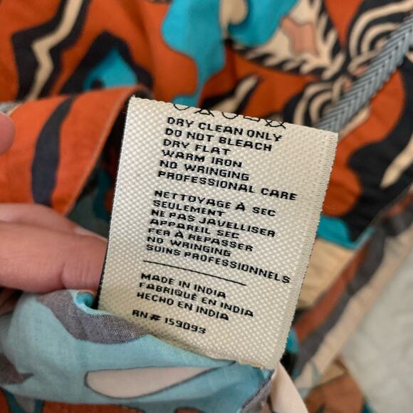 Chufy Burnt Orange, Teal, Brown Multicolor High Waist Printed Shorts - Picture 8 of 8